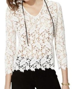 Maje Laponie Cotton Guipure Lace Blouse