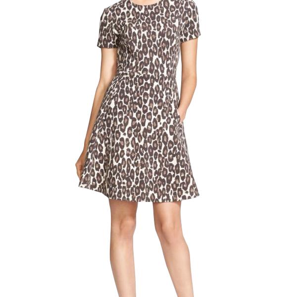 green emerald velvet dress Fit & Flare Ruffle Leopard Print Dress