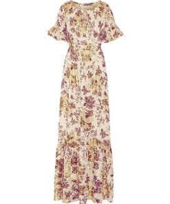 Diane Von Furstenberg Jane metallic printed silk chiffon maxi dress
