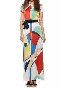 Alice + Olivia Arlen Graphic Print Silk Maxi Dress