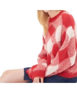 Sandro Sparks Plaid Mohair Sweater