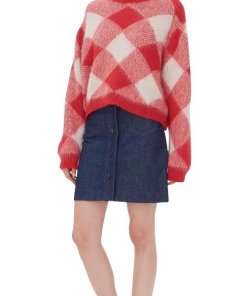 Sandro Sparks Plaid Mohair Sweater