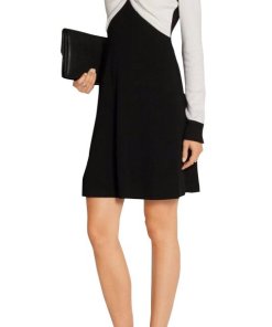 Diane von Furstenberg Color Block Twisted Wool Blend Dress