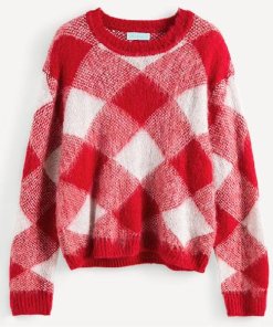Sandro Sparks Plaid Mohair Sweater