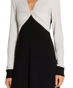 Diane von Furstenberg Color Block Twisted Wool Blend Dress