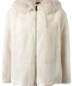 Brunello Cucinelli Mink Reversible Jacket with Fox Fur Hood