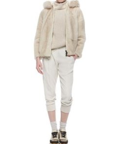 Brunello Cucinelli Mink Reversible Jacket with Fox Fur Hood