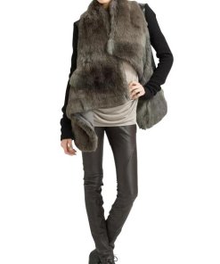 Helmut Lang Asymmetric Flux Fur Coat