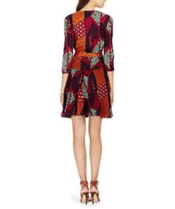 Diane Von Furstenberg Irina Tribal print Silk & Chiffon Combo Wrap dress