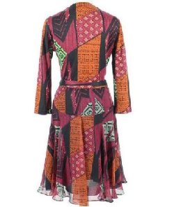 Diane Von Furstenberg Irina Tribal print Silk & Chiffon Combo Wrap dress