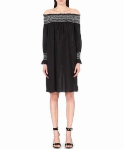 Maje Rafy Off-The-Shoulder Cotton Voile Dress