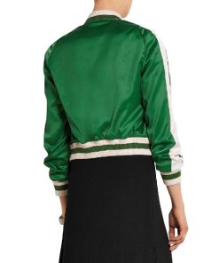 Maje Bacary Embroidered Stretch-Satin Bomber Jacket