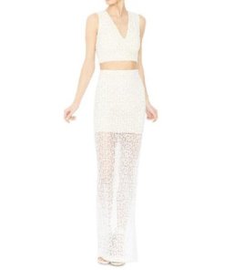Alice + Olivia Misha Embroidered Lace Maxi Skirt
