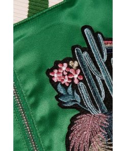 Maje Bacary Embroidered Stretch-Satin Bomber Jacket