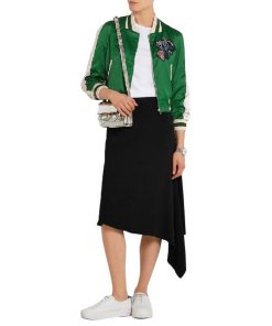 Maje Bacary Embroidered Stretch-Satin Bomber Jacket