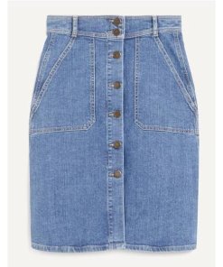 Maje Jordan Buttoned Denim Skirt
