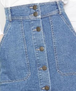 Maje Jordan Buttoned Denim Skirt