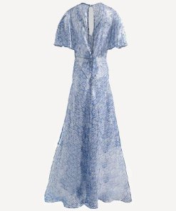Maje Rolls Metallic Print Kimono-Style Maxi Dress