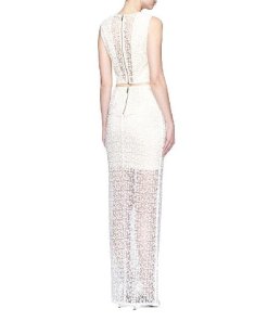 Alice + Olivia Misha Embroidered Lace Maxi Skirt