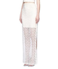 Alice + Olivia Misha Embroidered Lace Maxi Skirt