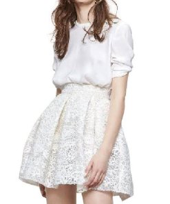 Maje Jeko Guipure Lace Mini Flared Skirt