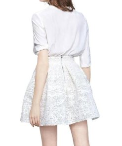 Maje Jeko Guipure Lace Mini Flared Skirt