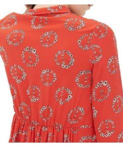 Sandro Ring Floral Print Silk Dress
