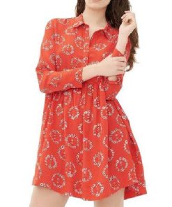 Sandro Ring Floral Print Silk Dress