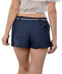 evaChic Taylor Front Pleated Self-Tie Belt Shorts