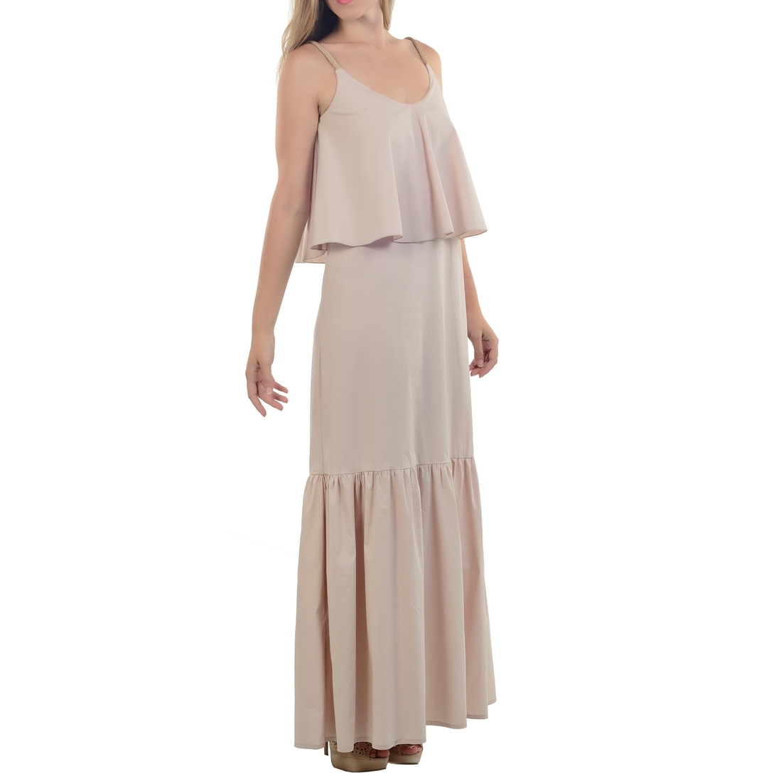 evaChic Rachel Flared Hem & Neckline Maxi Dress
