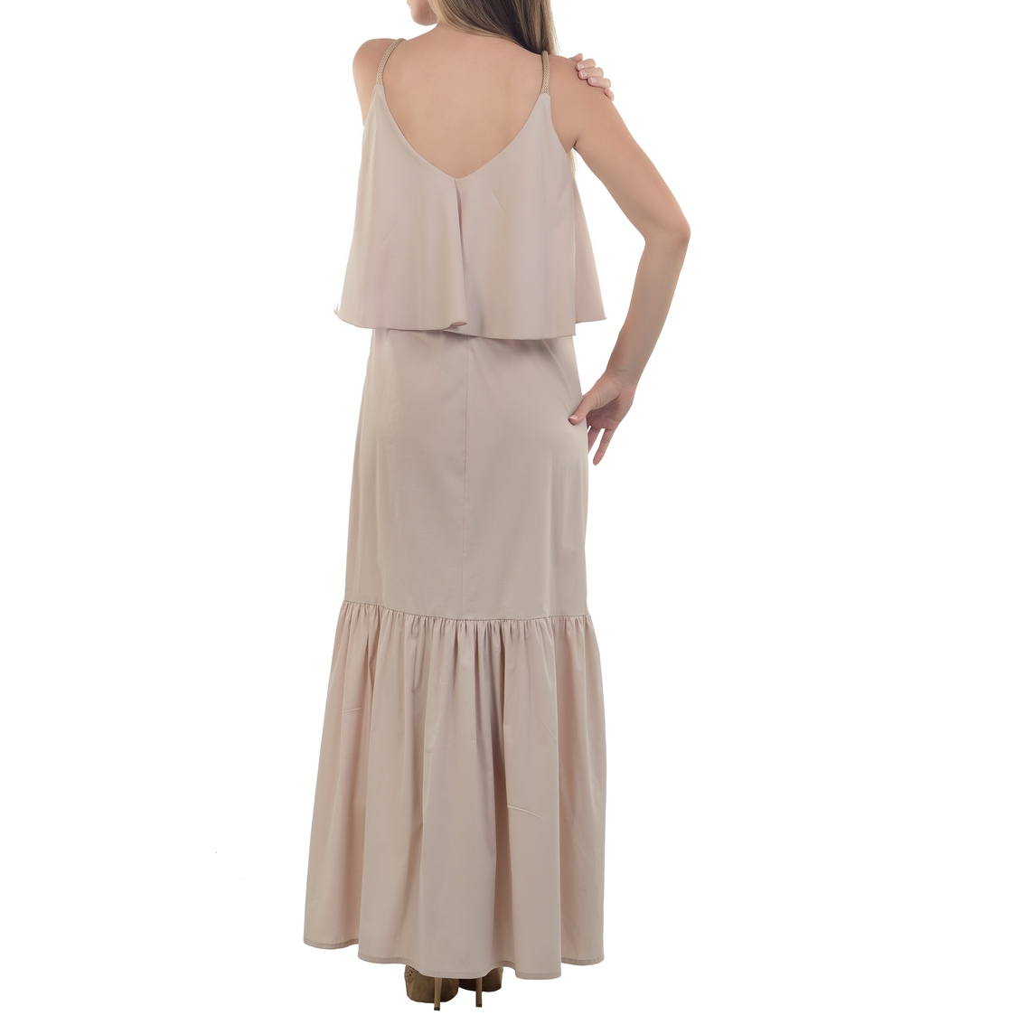 evaChic Rachel Flared Hem & Neckline Maxi Dress
