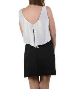 evaChic Chrissy Peplum Neckline Split Back Dress