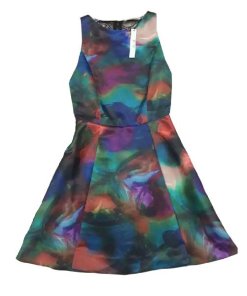 Alice + Olivia Floral Belia Lace-back Watercolor Dress