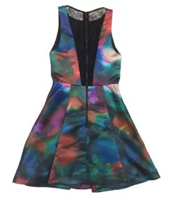 Alice + Olivia Floral Belia Lace-back Watercolor Dress