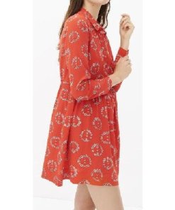 Sandro Ring Floral Print Silk Dress