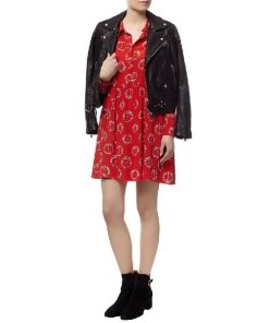 Sandro Ring Floral Print Silk Dress