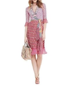 Diane von Furstenberg Nieves Printed Silk Jersey & Chiffon Wrap Dress