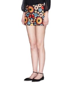Alice + Olivia Sherri Floral Embroidered Shorts