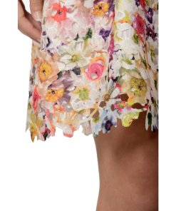 evaChic Reese Fit & Flare Floral Print Guipure Lace Dress