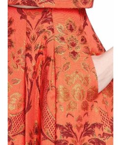 Alice + Olivia Luisa Floral Jacquard Box Pleat Midi Skirt
