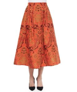 Alice + Olivia Luisa Floral Jacquard Box Pleat Midi Skirt