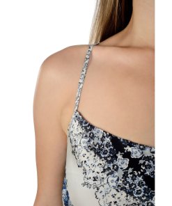 evaChic Alessandra Cross-Strap Fringed Satin Dress