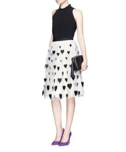 Alice + Olivia Catrina Heart Applique Tulle Skirt