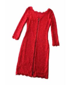 Diane Von Furstenverg Zarita red Lace Hourglass Dress