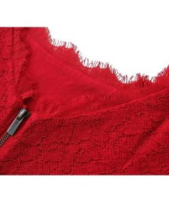 Diane Von Furstenverg Zarita red Lace Hourglass Dress