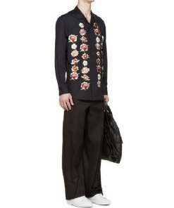 Yohji Yamamoto Embroidered Flowers Shirt