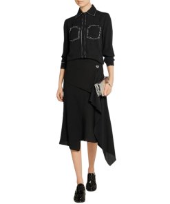 Edun Contrast Stitching Silk Crepe Shirt