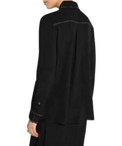 Edun Contrast Stitching Silk Crepe Shirt