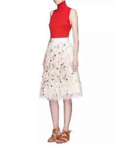 Alice + Olivia Catrina Floral Embellished Tulle Skirt