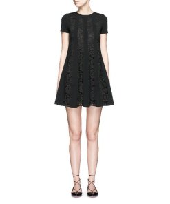 Valentino Guipure Lace Stripe Knit Dress